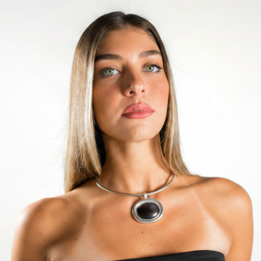 Obsidian Halo Necklace